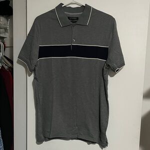 Banana Republic Gray Polo with Black Stripe